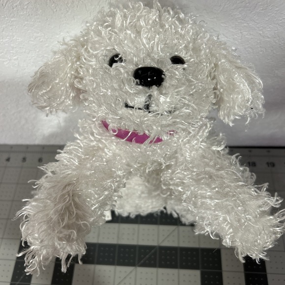 Barbie Plush Dog Light Up Nose Barking Sneezing 2011 Mattel White Pink Collar - Picture 7 of 16